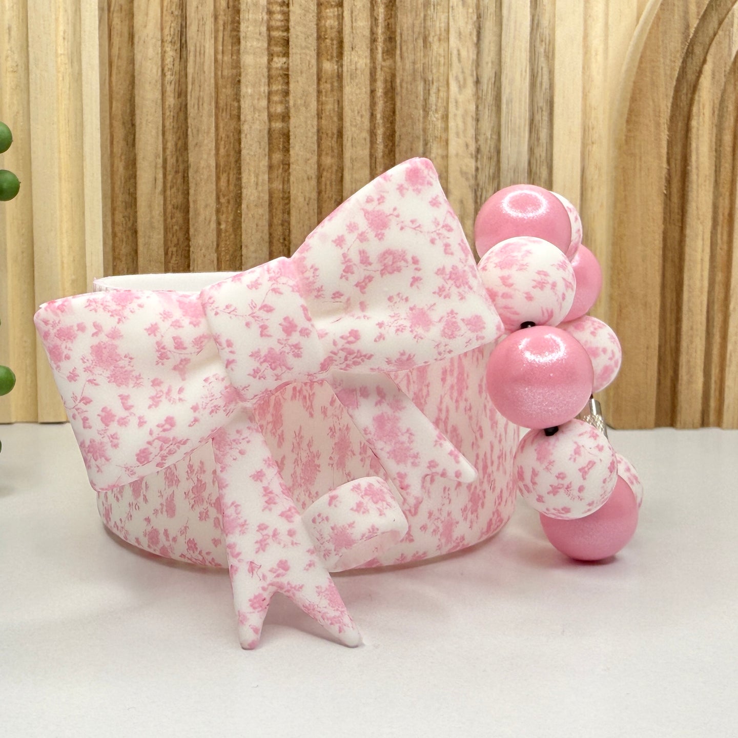 Pink Rosette Tumbler Boot, Charm & Topper Set